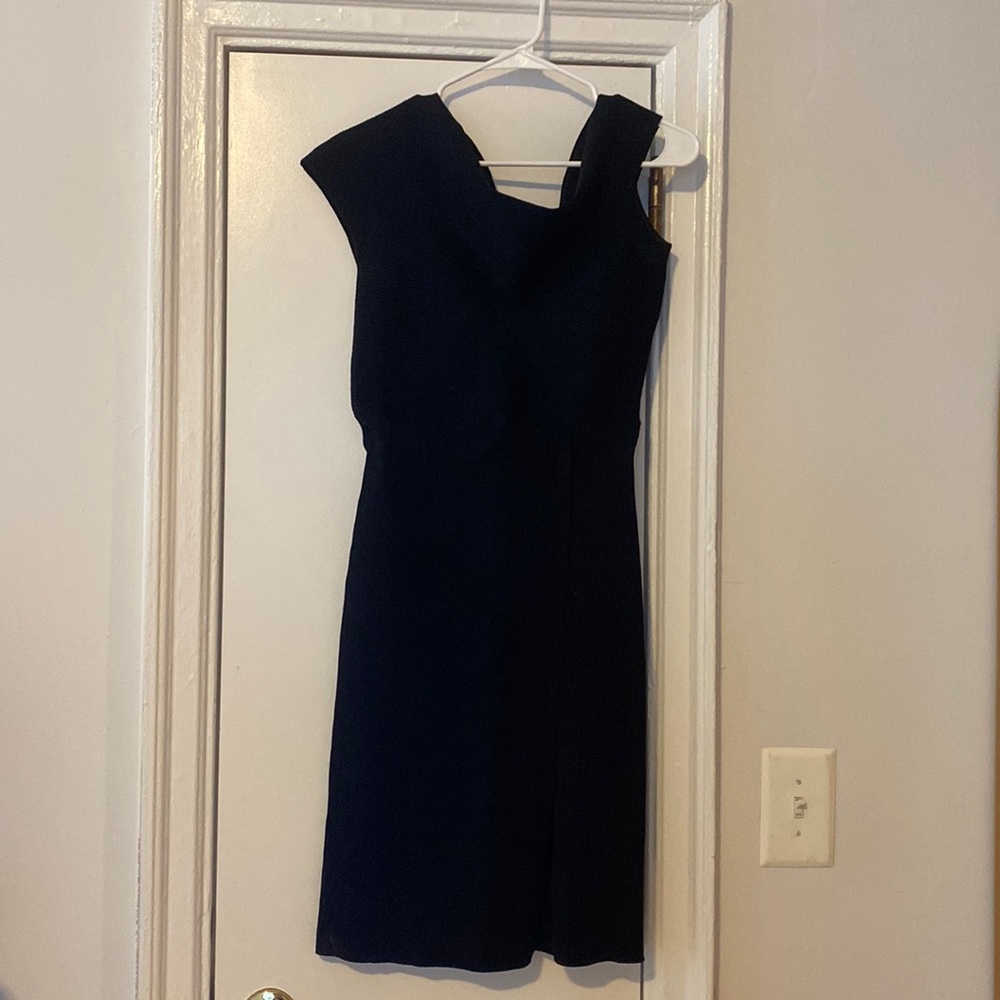 Reiss off the shoulder black body con cocktail dress